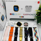 10-in-1 Ultra Max Suit Smartwatch & Earbuds Combo | 10-in-1 Set with 7 Interchangeable Straps | Fitness Tracker + Bluetooth Calling