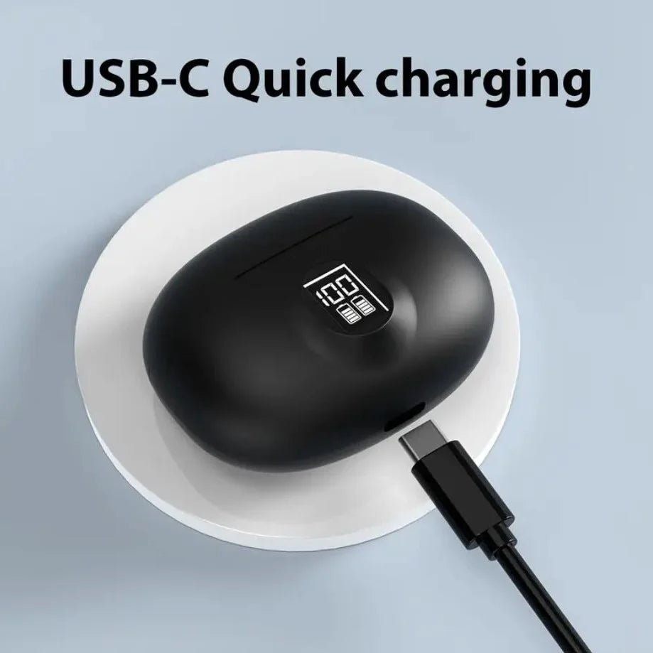 2025 New Generation TWS Stereo Wireless Earbuds Smart Digital Display Earbuds – Long Playtime, Touch Control, USB-C Charging