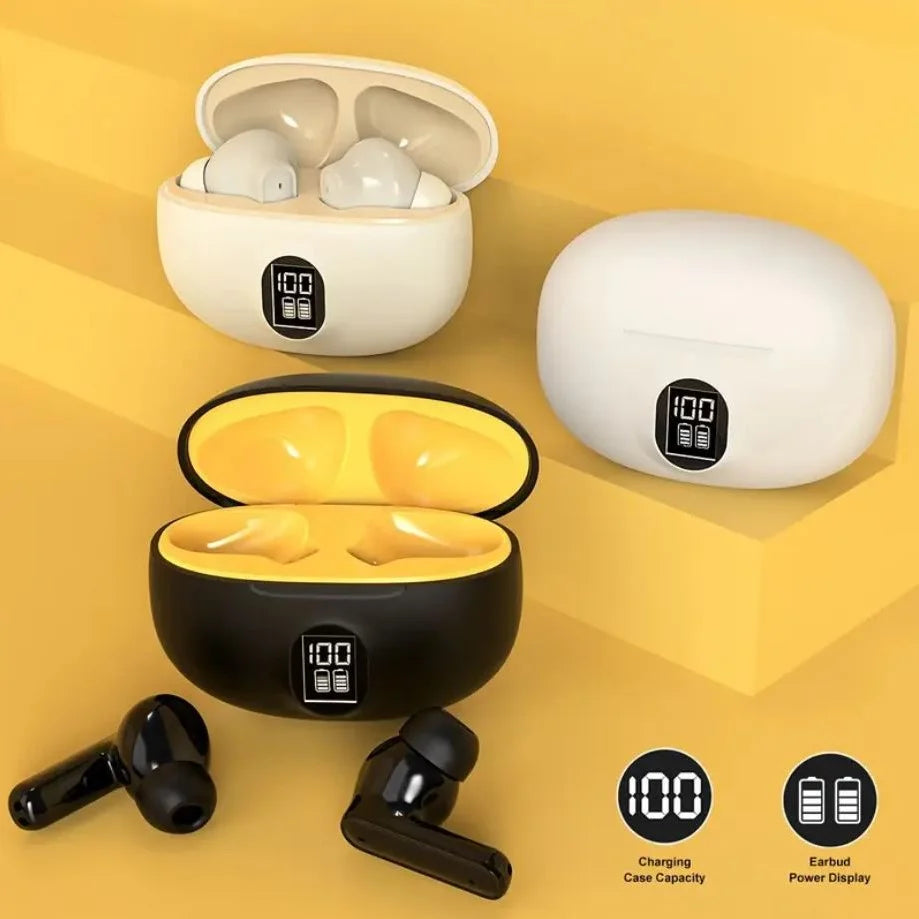 2025 New Generation TWS Stereo Wireless Earbuds Smart Digital Display Earbuds – Long Playtime, Touch Control, USB-C Charging
