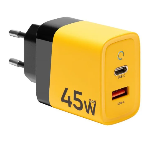 65W | 45W Fast Charging Port Yellow Charger + Type C Cable