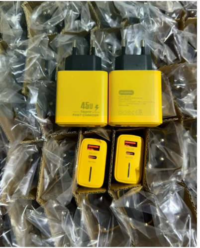 65W | 45W Fast Charging Port Yellow Charger + Type C Cable