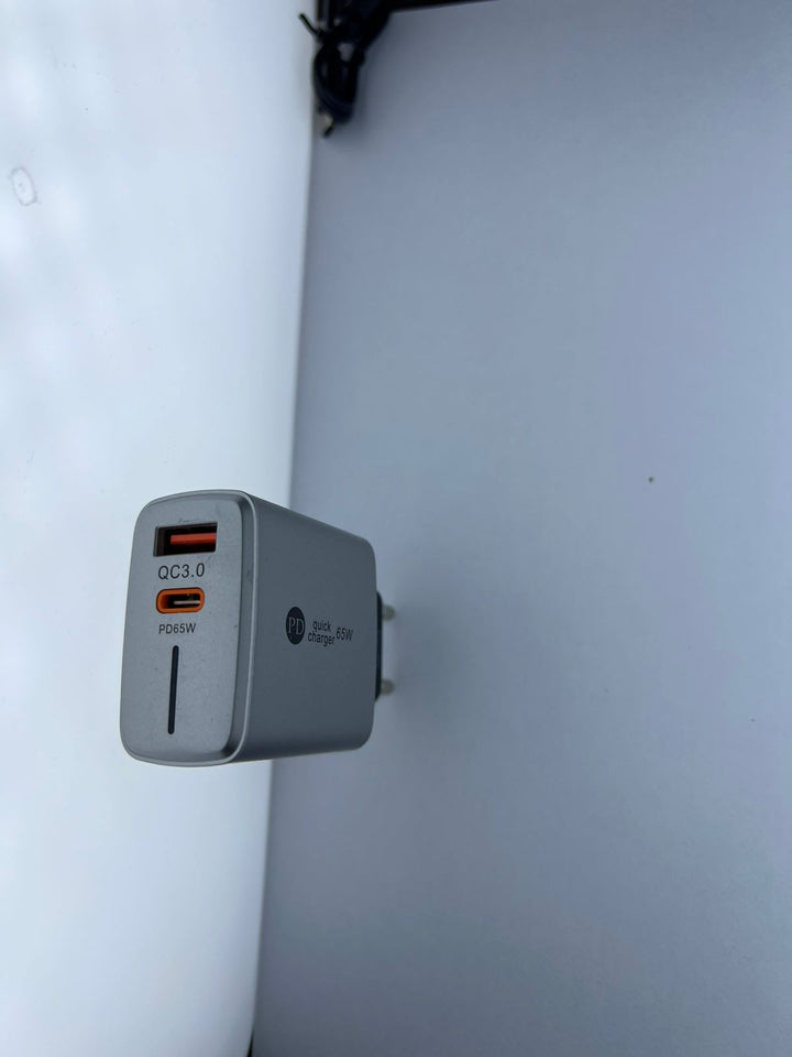 65W | 45W Fast Charging Port Yellow Charger + Type C Cable