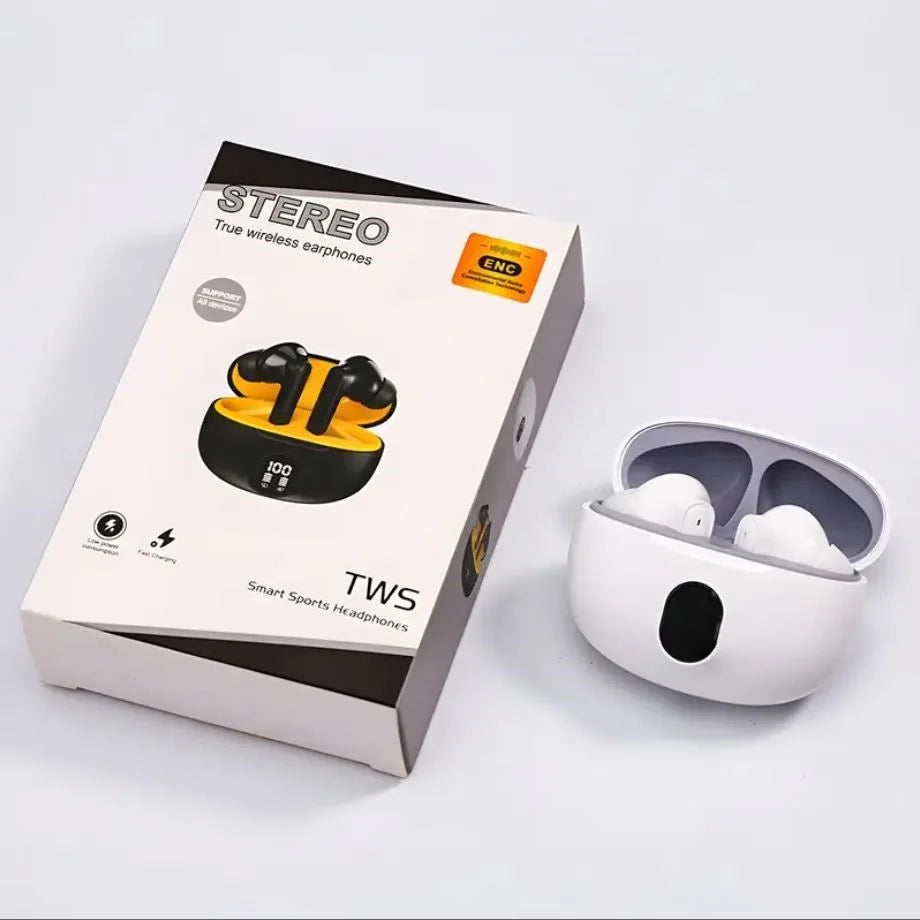 2025 New Generation TWS Stereo Wireless Earbuds Smart Digital Display Earbuds – Long Playtime, Touch Control, USB-C Charging