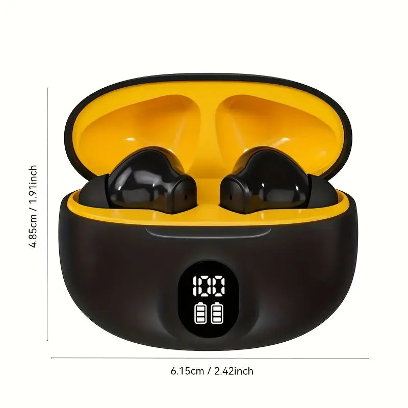 Smart Digital Display Earbuds – Long Playtime, Touch Control, USB-C Charging