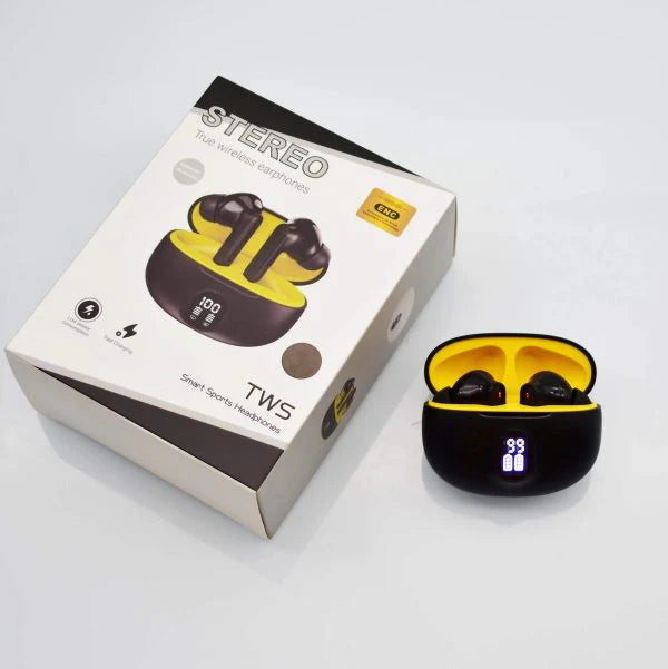 Smart Digital Display Earbuds – Long Playtime, Touch Control, USB-C Charging